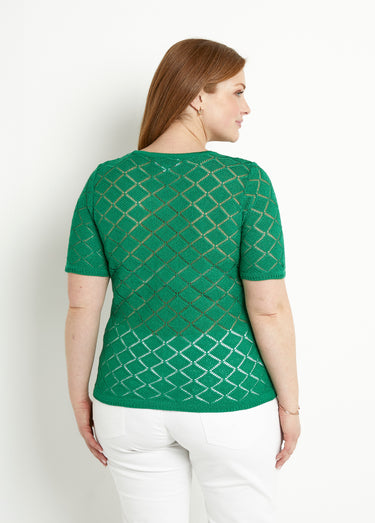 Pull fin court ajouré manches courtes Vert