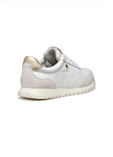 Baskets à lacets en cuir bi-matière Blanc