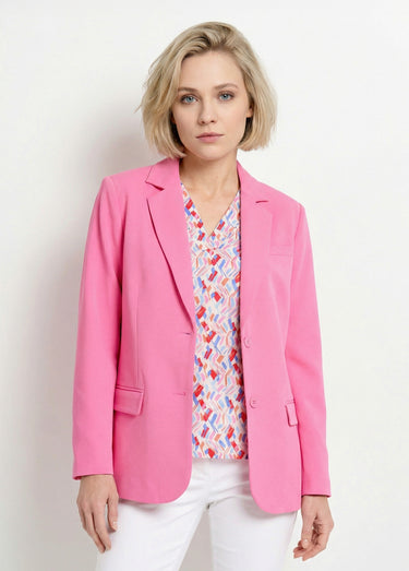 Veste blazer coupe droite maille unie Rose