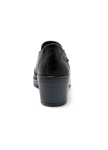 Derbies zippés à talon avec surpiqûres Noir