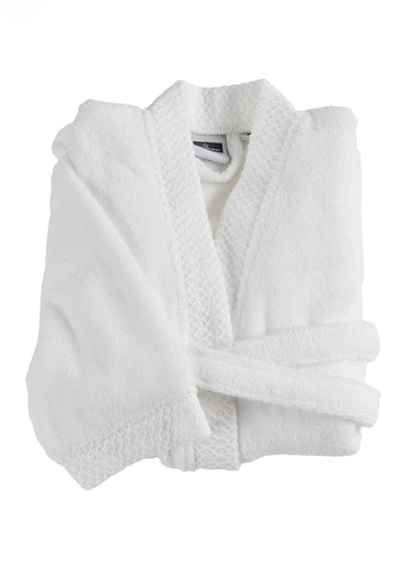 Peignoir éponge pur coton forme kimono Blanc