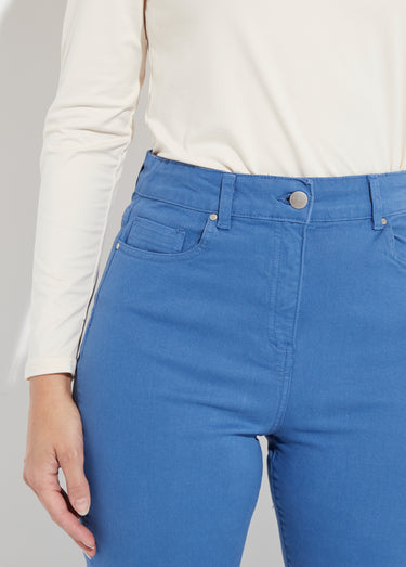 Pantalon droit 5 poches coton stretch Bleu
