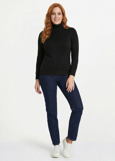 Pull doux col roulé manches longues Noir