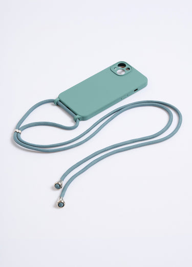 Coque silicone et cordon pour iPhone 13 Vert