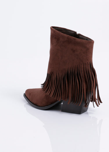 Boots pointues à franges thème western Marron