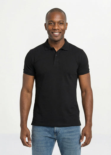 Polo homme manches courtes maille piquée Noir