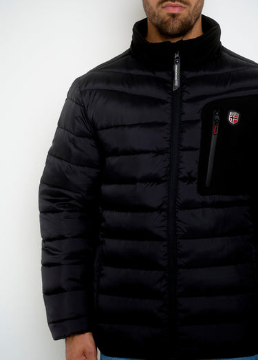 Doudoune chaude zippée à capuche Noir