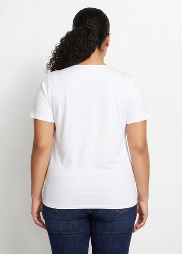 T-shirt jersey coton fantaisie cloutée Blanc