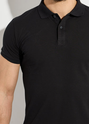 Polo homme manches courtes maille piquée Noir