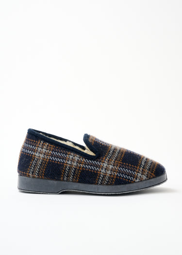 Chaussons largeur confort mixtes fourrés Marine