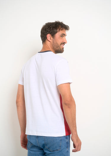 T-shirt tricolore logo poitrine Blanc