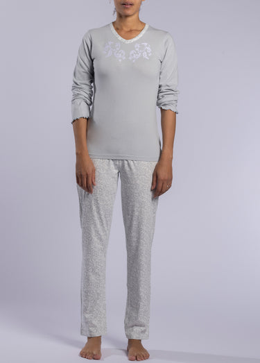Pyjama manches longues à motif Bleu Ciel