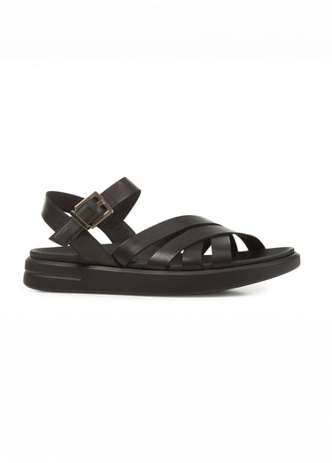 Sandales compensées avec brides cuir Noir