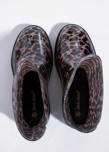 Bottines de pluie léopard semelle crantée Leopard