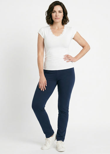 Legging coton stretch taille élastiquée Marine