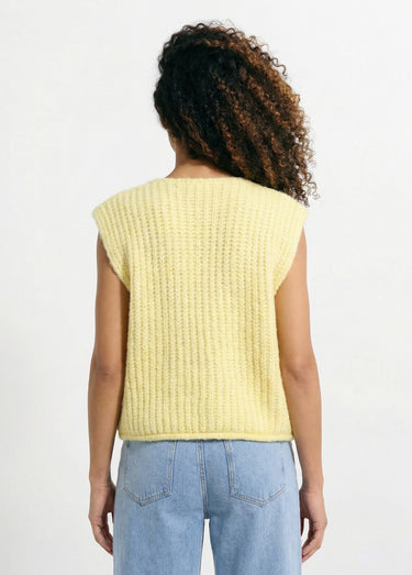 Gilet sans manches avec boutons bijoux Jaune