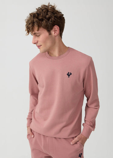 Sweat molletonné col rond manches longues Rose