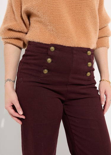 Jean avec boutons métal, spécial PETITE Bordeaux