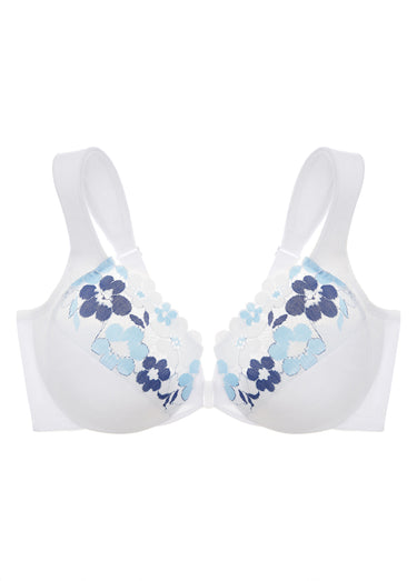 Soutien-gorge WonderWire en Coton à Armatures et Fermeture Frontale, Spécial Grandes Tailles n°1241 Blanc