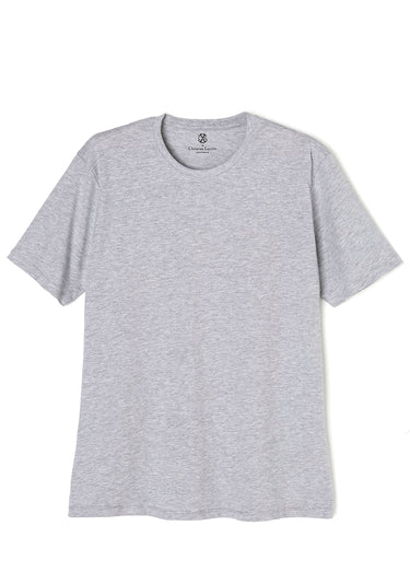 T-shirt pur coton avec col rond Gris
