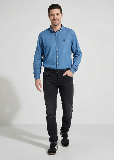 Jean droit 5 poches denim stretch Noir