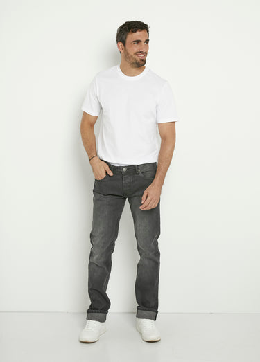 Jean 5 poches coupe droite, extensible Noir