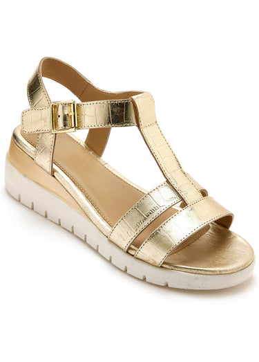 Sandales compensées cuir largeur confort Dore