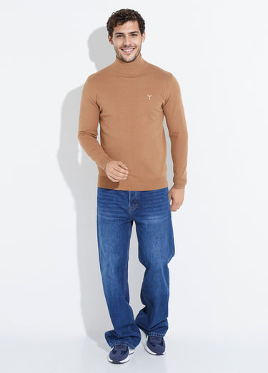 Pull col montant toucher cachemire Camel
