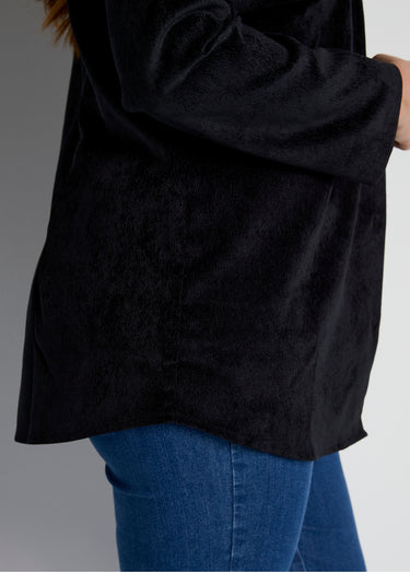Veste surchemise velours milleraies col tailleur Noir
