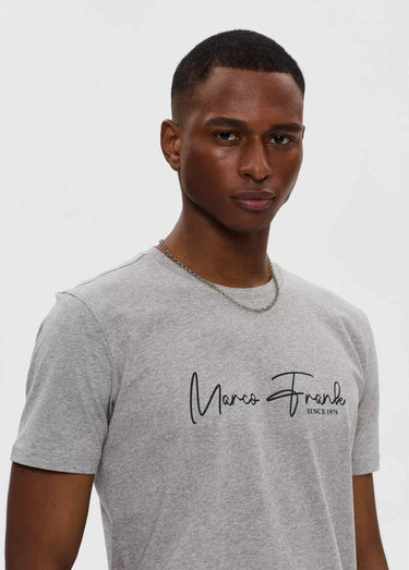 T-shirt col rond à message signature Gris