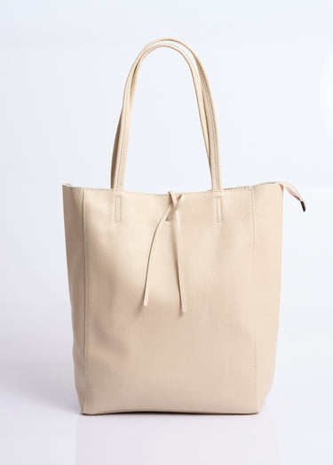 Sac shopping en cuir véritable Beige