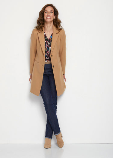 Manteau col tailleur aspect lainage Camel