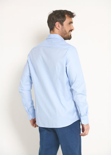 Chemise coton chic col semi italien Bleu Ciel
