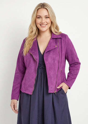 Veste de motard zippée en suédine Violet