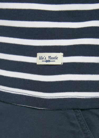 T-shirt marinière rayée manches longues Marine / Blanc