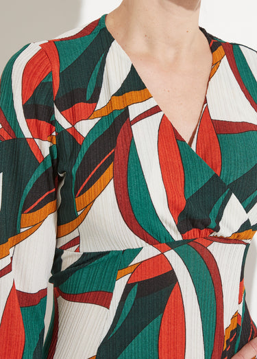 Robe cache-coeur col V imprimé graphique Imprime Vert