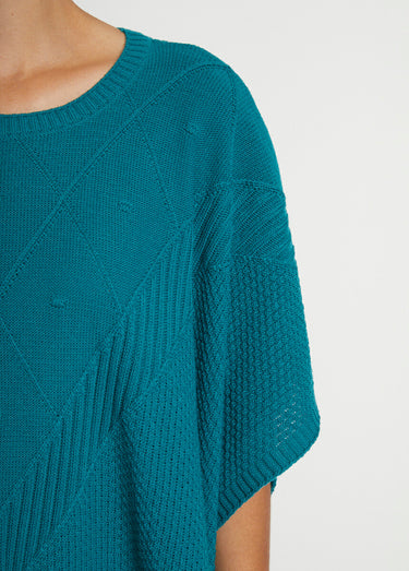 Pull cape en maille reliefée Vert