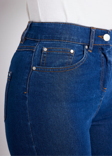 Jean 5 poches ceinture extensible coton stretch Bleu