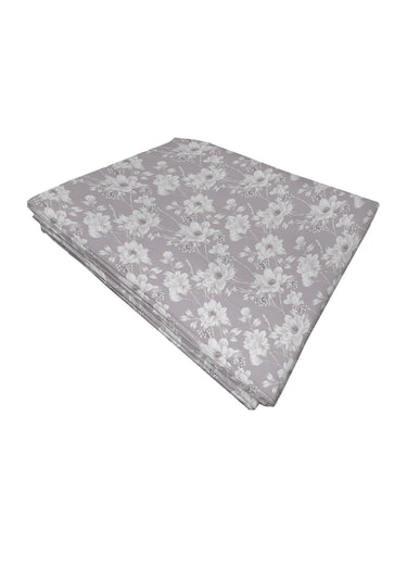 Drap plat imprimé fleurs flanelle coton Taupe