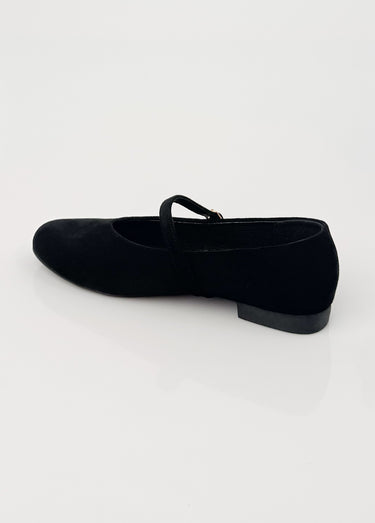 Ballerines babies plates façon cuir suédé Noir