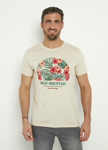 T-shirt manches courtes motif exotique Sable