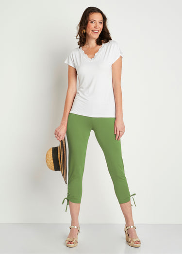 Legging court ceinture élastiqué Uni Tilleul