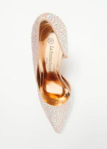 Escarpins chic talons hauts avec strass Champagne