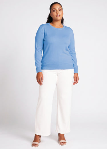 Pull laine mérinos manches longues Bleu Nuage