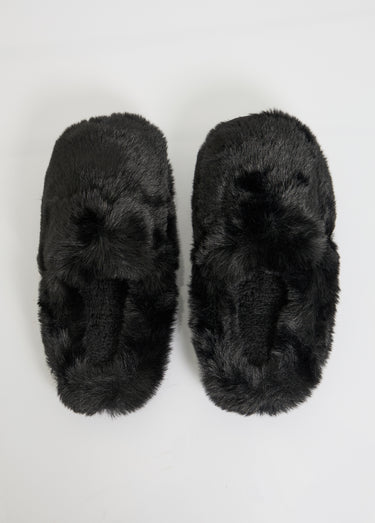 Chaussons mules chauds fausse fourrure Noir