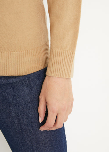 Pull doux col V manches longues Camel