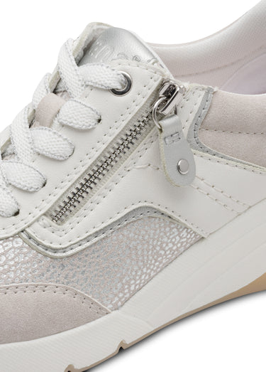Sneakers métallisées semelle compensée Blanc/Gris