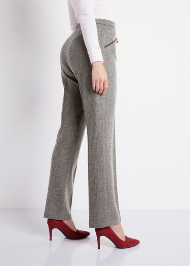 Pantalon droit chevrons ou chiné entrejambe 70 cm Chevrons Gris