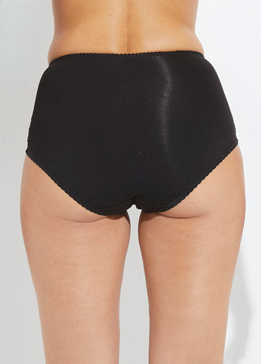 Culotte taille haute coton stretch dentelle Noir