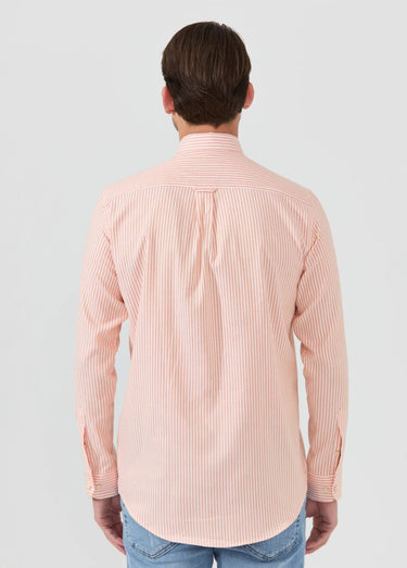 Chemise rayée manches longues col boutonné Orange Raye